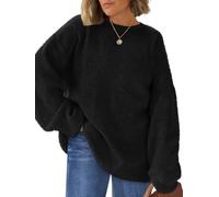 LILLUSORY Womens Oversized Tunic Sweaters Plus Size Cozy Tops Cute Chunky Crewneck Pullover Fall Fashion Long Sleeve Clothes, Black, L