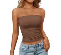 LILLUSORY Womens Strapless Tube Tops Basic Backless Sleeveless Bandeau Going Out Crop Tops Cute 2025 Summer Ladies Mature Y2k Clothes Clubbing Party Capsule Wardrobe Clothing Coffee L
