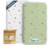 Lilly B. Next to Me Crib Sheets - Organic Cotton 90x55cm Pack of 2 Waterproof Cot Sheets, Use Instead of Waterproof Mattress Protector Compatible with, Next to Me Crib, All Bedside Cribs.