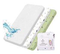 Lilly B. Organic Cotton Cot Sheets 120x60 Fitted 2+1 Waterproof Protector Compatible Snuzpod Next to Me Crib Sheets, and All Bedside Cribs, Mini Cribs up to 60x120cm Pack of 3 Pieces.