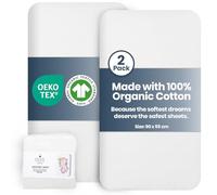 Lilly Belly - Next to me Crib Sheets - 100% Organic Cotton - 135 GSM Jersey Cotton Fitted Crib Sheets - Soft & Cozy Bedside Crib Fitted Sheets - 90 x 55 cm Pack of 2 - White