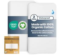 Lilly Belly - Next to Me Crib Sheets | Cot Bed Sheets | Waterproof Cot Sheets use as Mattress Protector | Baby Essentials for Newborn - 100% Organic Cotton 120 x 60 Cot Fitted Sheet - Pack of 2