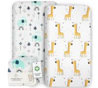 Lilly Belly Organic Cotton Cot Sheets 120x60 Fitted, Compatible with Next to me, Snuzpod and All Bedside Cribs, Mini Cribs up to 120x60cm Pack of 2 Sheets (Jungle)