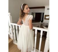 Lilly + Bo Girl's Blossom Antique Cream Party or Flower Girl Dress in Natural | Size: 13-14 Years Lilly + Bo Natural 13-14 Years