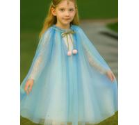Lilly + Bo Girl's Frozen Cape ~ A perfect Christmas gift for girls with a Pink Satin Drawstring Gift Bag in Blue | Size: 5-8 Years Lilly + Bo Blue 5-8 Years