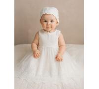 Lilly + Bo Girl's Lilith - Baptism Christening Gown with Bonnet in White | Size: 3 m Lilly + Bo White 3 m