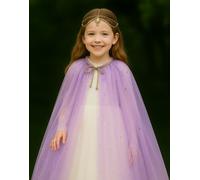 Lilly + Bo Girl's Marshmallow Cape ~ A Perfect Christmas Gift For Girls with a Pink Satin Drawstring Bag in Purple | Size: 5-8 Years Lilly + Bo Purple 5-8 Years
