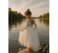 Lilly + Bo Girl's Mary Jane in Ivory White Party or Flower Girl Dress in Natural | Size: 3-4 Years Lilly + Bo Natural 3-4 Years