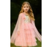 Lilly + Bo Girl's Posey Cape ~ A perfect Christmas gift for girls with a Pink Satin Drawstring Bag in Ivory | Size: 5-8 Years Lilly + Bo Ivory 5-8 Years