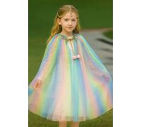 Lilly + Bo Girl's Unicorn Cape ~ A perfect Christmas gift for girls with a Pink Satin Drawstring Bag in Indigo | Size: 0-4 Years Lilly + Bo Indigo 0-4 Years