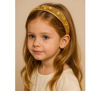 Lilly + Bo Women's Gilded Sun Headband (Ages 6-Adult) with a pink satin bag in Gold Lilly + Bo Gold One Size