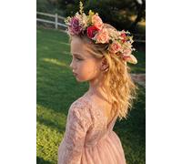 Lilly + Bo Women's Thea Flower Crown + Pink Satin Drawstring Bag - Ages 6 + upwards Lilly + Bo Pink One Size