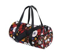 Lilly Floral White Wildflower Red Foldable Overnight Travel Duffel Bag Gym Carry On Shoulder Weekend Tote