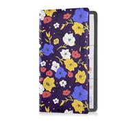 Lilly Flower Blue Yellow Star Premium Leather Car Registration and Insurance Holder Vehicle Glove Box for Any Car, Truck, Motorcycle, Trailer or Boat
