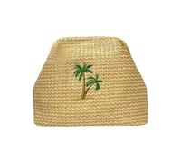 Lilly Loves Women's Palm Tree Straw Clutch in Beige Lilly Loves Beige One Size