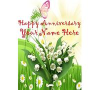 Lilly of The Valley he13 Pretty Garden Flowers Happy Anniversary Card Card Personalised Greeting Card