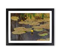 Lilly Pond By Bruno Liljefors Classic Painting Framed Wall Art Print, Ready to Hang Picture for Living Room Bedroom Home Office Décor, Black A4 (34 x 25 cm)