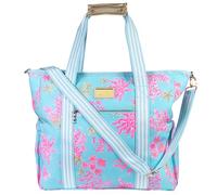 Lilly Pulitzer Blue Beach and Picnic Cooler, Insulated Bag with Adjustable Shoulder Strap and Zipper, Large Soft Cooler for Groceries or Travel (Royal Coral)