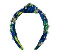 Lilly Pulitzer Colorful Knotted Pearl Headband, Wide Headband, Cute Pearl Embellished Hair Accessories for Women & Girls (The Hottest Spot Navy)