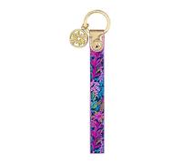 Lilly Pulitzer Durable Leatherette Strap Key Chain, Cute Wristlet Keychain Accessory with Metal Ring, Calypso Coast, One Size