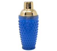 Lilly Pulitzer Hobnail Glass Cocktail Shaker with Gold Lid, Cute Bar Accessories, Drink Shaker for Home Bar Set, Blue Stream Hobnail