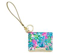 Lilly Pulitzer ID Card Case Keychain Wallet, Slim Credit Card Holder with Wristlet Strap, Golden Hour, Small,