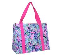 Lilly Pulitzer Insulated Market Shopper Bag Large Capacity, Oversize Reusable Grocery Tote with Thermal Insulated Interior, Bringing Mermaid Back