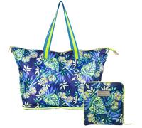 Lilly Pulitzer Large Packable Tote, Reusable Grocery Bag that Packs Into Itself, Tote with Shoulder Strap and Zipper, The Hottest Spot (Navy), The Hottest Spot, L