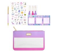 Lilly Pulitzer Pencil Case with Planner Accessories for Adults, Agenda Bonus Pack Includes Stickers, Click Pen, Mini Notepad, Bookmarks, and Zipper Pouch, Ombre