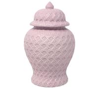 Lilly Pulitzer Pink Ceramic Ginger Jar with Lid, Debossed Caning