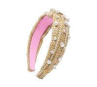 Lilly Pulitzer Embellished Low Know Headband for Women, Colorful Knotted Headband, Cute Hair Accessories for Women (Raffia)