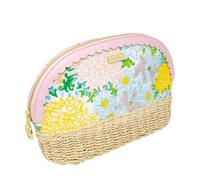 Lilly Pulitzer Raffia Scalloped Zipper Pouch, Cute Pencil Case for Adults, Travel Toiletry Bag, Small Floral Pouch Bag for Supplies, Makeup or Toiletries (Lilly Garden Home)