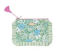 Lilly Pulitzer Ruffle Zipper Pouch, Cute Pencil Case for Adults, Travel Toiletry Bag, Small Pouch Bag for Supplies, Makeup or Toiletries, Mint Condition Burst of Joy, 11 inches x 7.8 inches, Modern