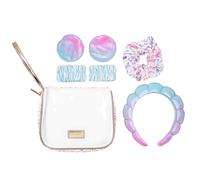 Lilly Pulitzer Self Care Kit, Spa Gift Set for Women with Spa Headband, 2 Face Wash Pads, 2 Wristbands, and Scrunchie (Summer Serenade)
