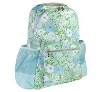 Lilly Pulitzer Small Backpack with Pockets, Adjustable Straps and Top Handle, Small Bookbag for Work and Travel (Mint Condition Burst of Joy)
