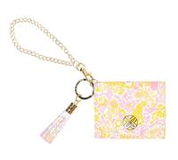 Lilly Pulitzer Snap ID Card Case, Cute Keychain Wallet, Slim Credit Card Holder with Gold Chain Wristlet Strap (Royal Zoo)
