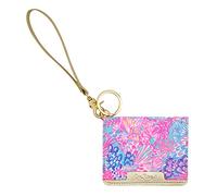 Lilly Pulitzer Snap ID Card Case, Cute Keychain Wallet, Slim Credit Card Holder with Wristlet Strap, Splendor in the Sand, Small, Snap Card Case