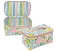 Lilly Pulitzer Travel Cosmetic Case, Makeup Carryall Pouch with Wipeable Lining and Elastic Organizers (Lilly Garden Home)