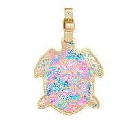 Lilly Pulitzer Turtle Shaped Luggage Tag with Secure Strap, Durable Vegan Leather, Colorful Suitcase Identifier for Travel, Splendor in The Sand
