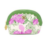 Lilly Pulitzer Vegan Leather Zipper Pouch with Scallop Edge, Cute Pencil Case for Adults, Travel Toiletry Bag, Small Pouch Bag for Supplies, Makeup or Toiletries (Sunset Shadow Home)