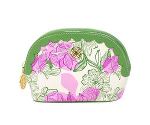 Lilly Pulitzer Vegan Leather Zipper Pouch with Scallop Edge, Cute Pencil Case for Adults, Travel Toiletry Bag, Small Pouch Bag for Supplies, Makeup or Toiletries (Sunset Shadow Home)