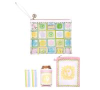 Lilly Pulitzer Water Resistant Vinyl Beach Day Pouch, Zipper Bag Includes Drink Hugger, Small Pouch, and Towel Clips, Sun Tiles Home, Pouch