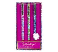 Lilly Pulitzer Women's Colored Pen Set of 3, Includes Pink, Blue, Green Ink, Viva La Lilly (assorted)