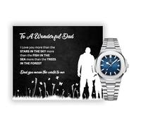 Lilly Rocket Gift for Dad - Luxury Gift Watch Set - Mahogany Box - Custom Message Card - Dad Birthday Gift - from Son - Fathers Day from Daughter (Watch Option 2)