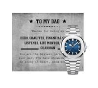 Lilly Rocket to My Dad - Luxury Gift Watch Set with Personalised Message Card & Luxury Wooden Gift Box - Gift from Son, Daughter or Step Child (Watch Option 5)