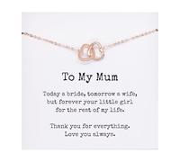 Lilly Rocket To My Mum Necklace, Wedding Gift for Mum, Mother of the Bride, Family Bond Necklace, Sentimental Present for Mum (Luxury Wood LED Gift Box, Interlocking Rose Gold Hearts)