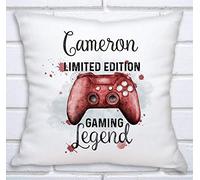 Lilly Rose Creations LIMITED EDITION - Gamer Gaming Design Cushion - Ideal PS Station, X & Box - Cushion, Cushion Cover - Fully Personalised, Customisable (Blue)