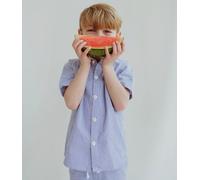 Lilly + Sid Boy's Blue Stripe Woven Shirt | Size: 5-6 Years Lilly + Sid Multicolor 5-6 Years
