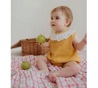 Lilly + Sid Girl's Frill Cheesecloth Bubble Romper in Yellow | Size: 6-12 m Lilly + Sid Yellow 6-12 m
