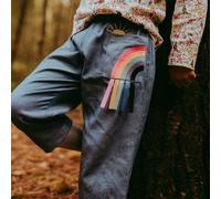 Lilly + Sid Rainbow Pocket Chambray Cropped Trousers in Blue | Size: 7-8 Years Lilly + Sid Blue 7-8 Years